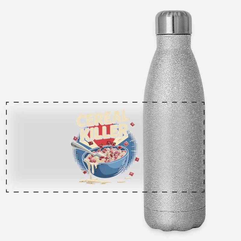 Cereal Killer - Retro Frühstück Panorama Glitzer Isolierflasche 500 ml