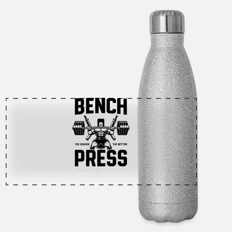 Bankdrücken Langhantel-Emblem Panorama Glitzer Isolierflasche 500 ml