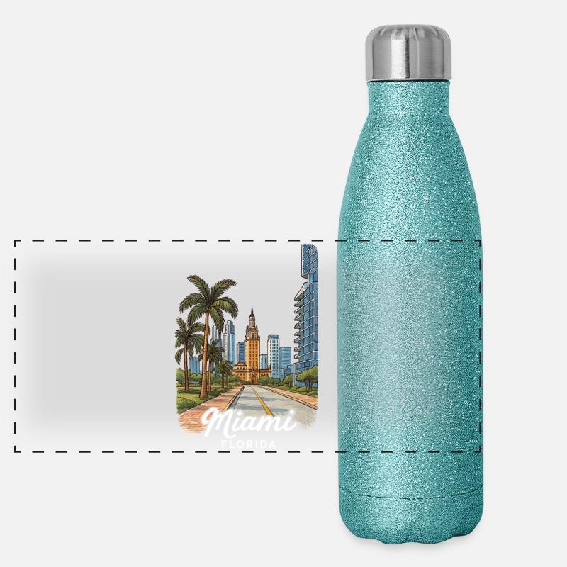 Miami, Floride Gourde isotherme panoramique pailletée 500 ml