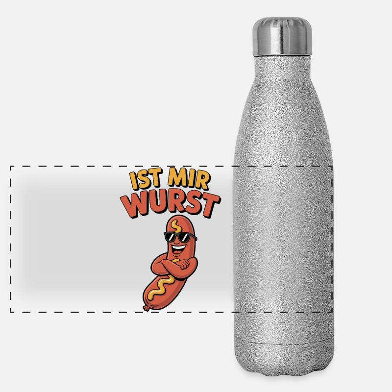 Ist mir Wurst – coole Wurst mit Spruch Panorama Glitzer Isolierflasche 500 ml