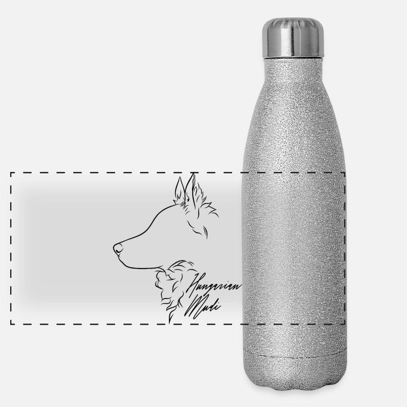 Hungarian Mudi Profil Hunde Hund Wilsigns Panorama Glitzer Isolierflasche 500 ml