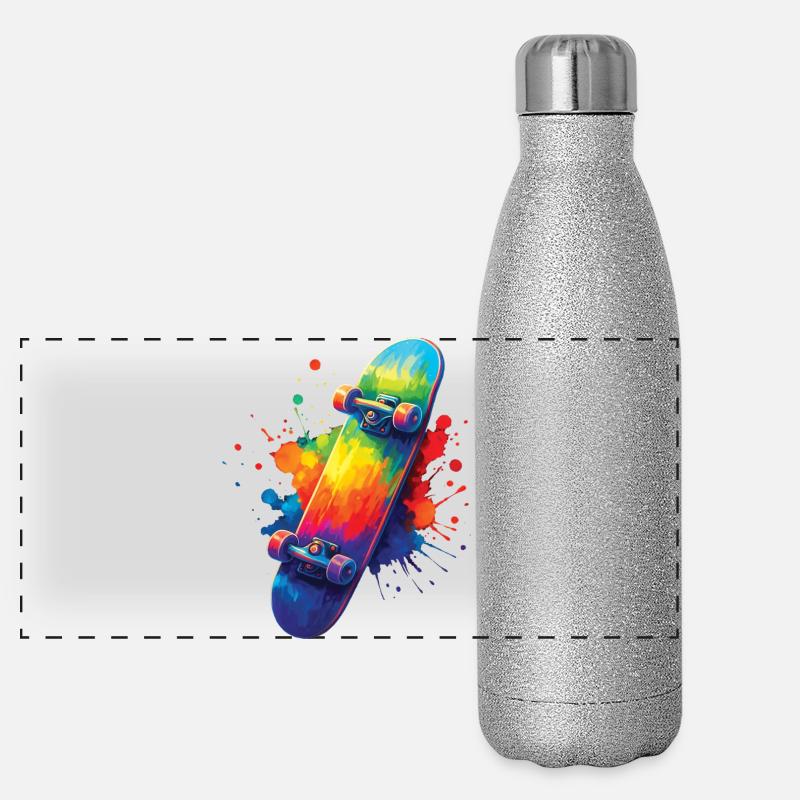Multicolor Skateboard – Art Splash Skate Panorama Glitzer Isolierflasche 500 ml