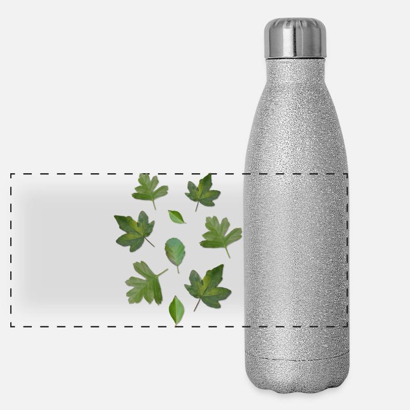 Green Leaves Autumn Nature Leaf Pattern Panoramic Glitter Thermal Bottle 500 ml