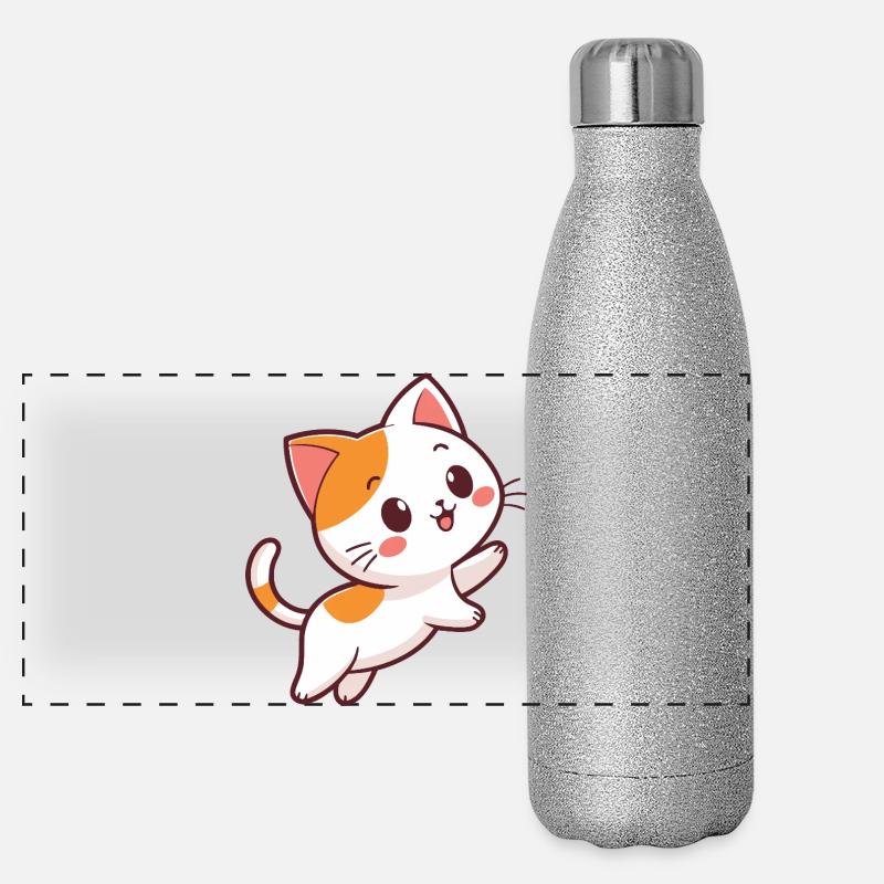 Chaton Calico Joyeux Gourde isotherme panoramique pailletée 500 ml