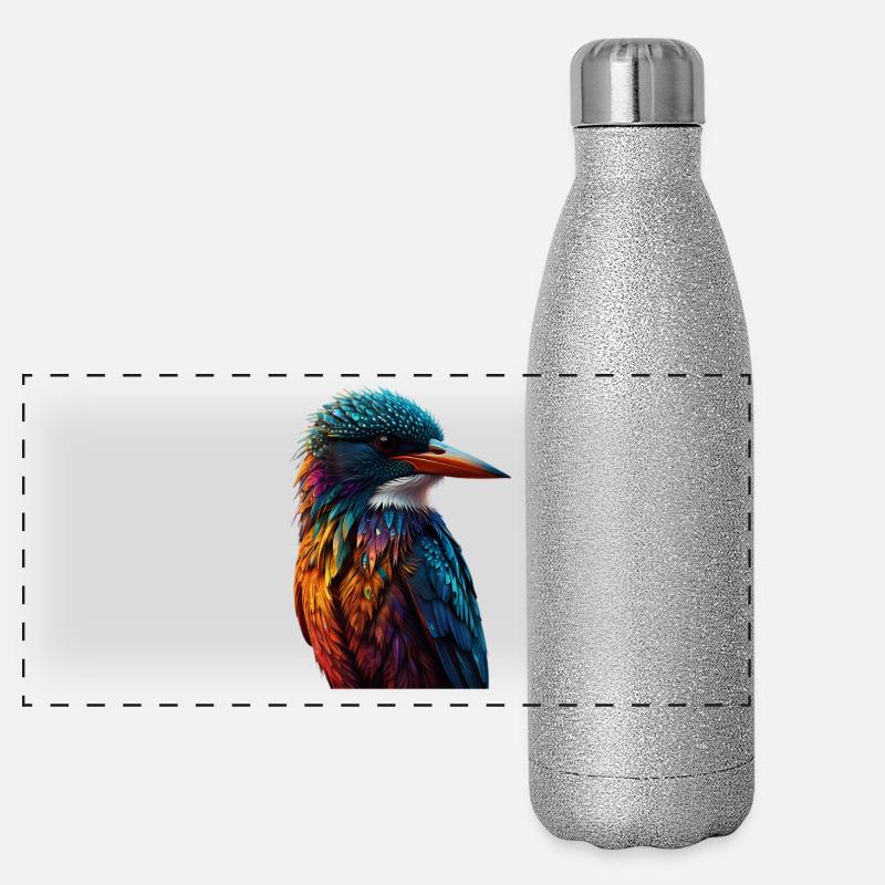 Le jeu coloré du martin-pêcheur Gourde isotherme panoramique pailletée 500 ml