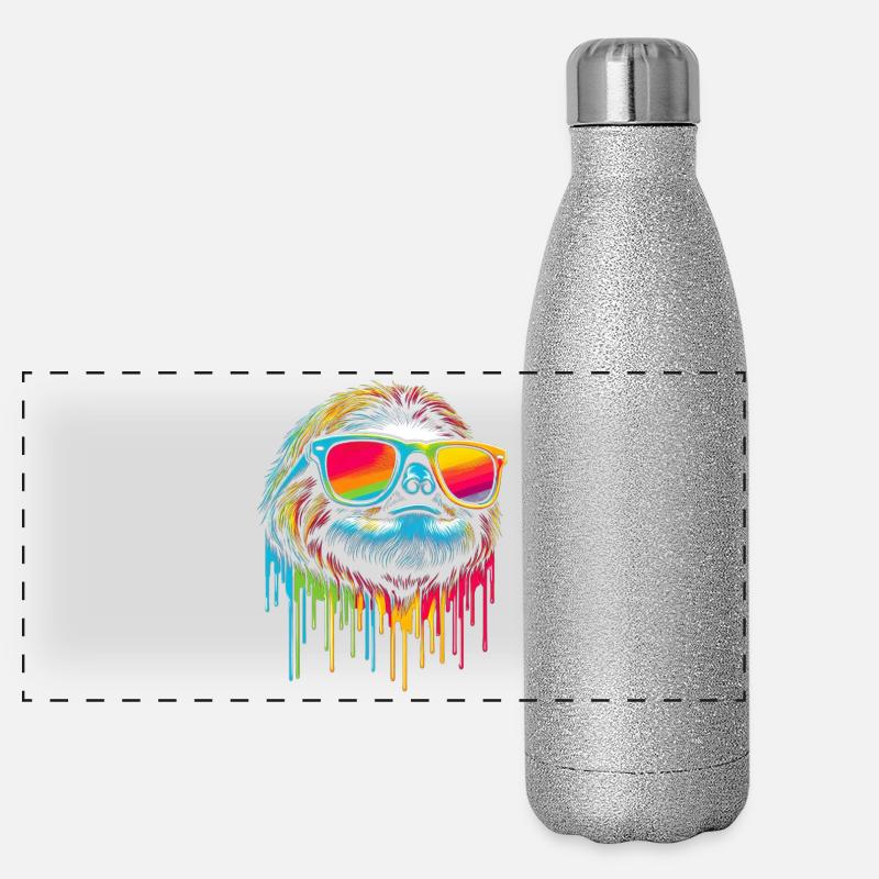Sloth Sloth Art Lazy Sloth Fan Panoramic Glitter Thermal Bottle 500 ml