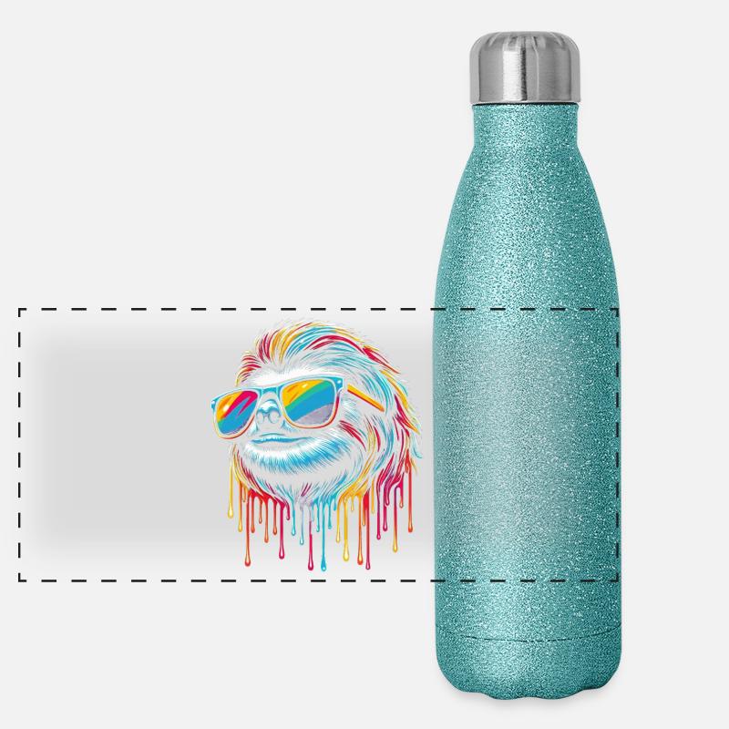 Sloth Sloth Art Lazy Sloth Fan Panoramic Glitter Thermal Bottle 500 ml