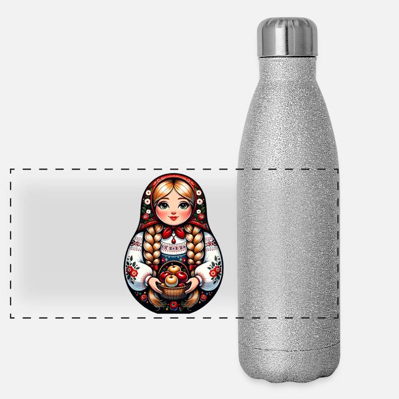 Matryoshka in Russian Matryoshka Doll Russian Panoramic Glitter Thermal Bottle 500 ml