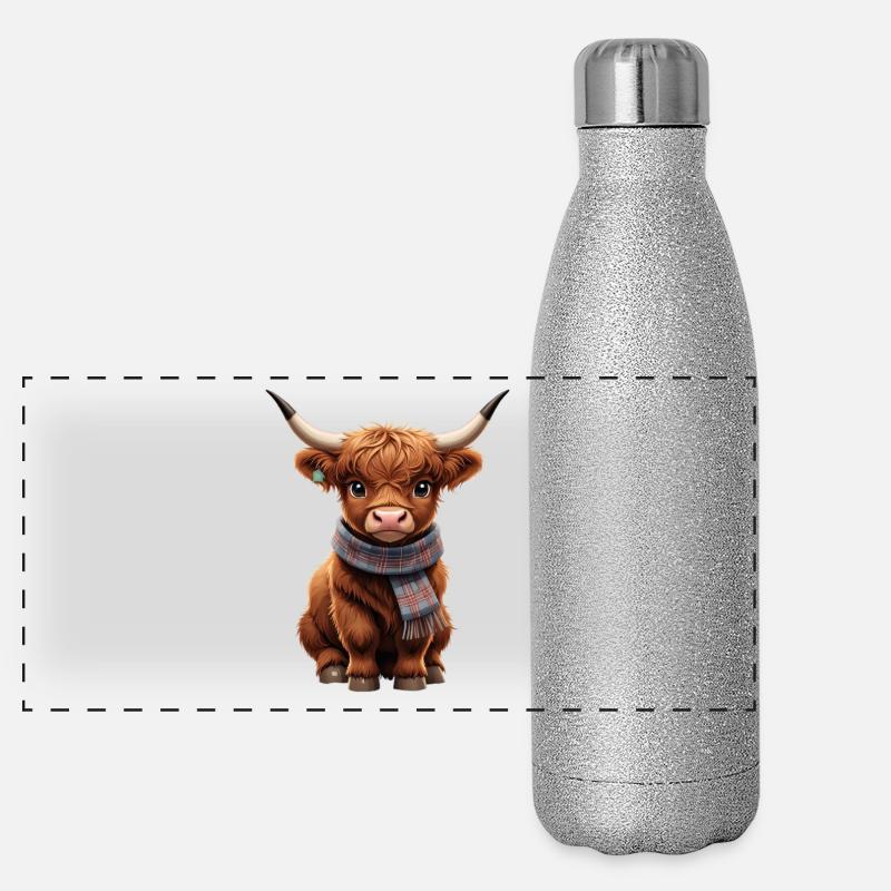 Vache câline avec écharpe Gourde isotherme panoramique pailletée 500 ml
