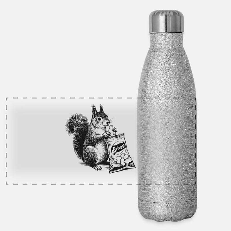 Écureuil avec des chips Gourde isotherme panoramique pailletée 500 ml