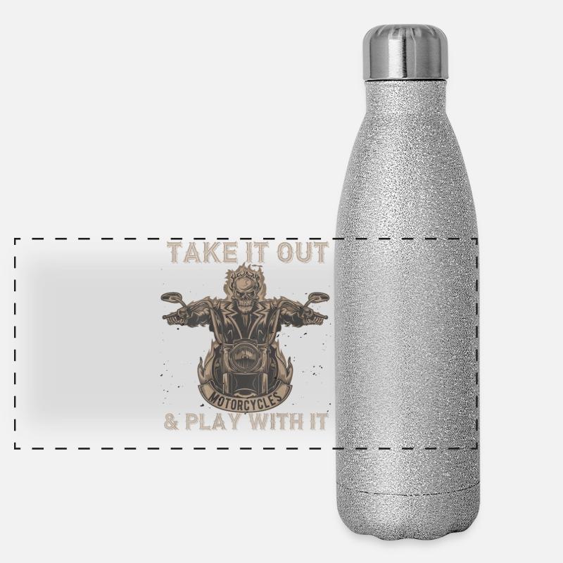 Take It Out Motorcycles Skull Panoramic Glitter Thermal Bottle 500 ml