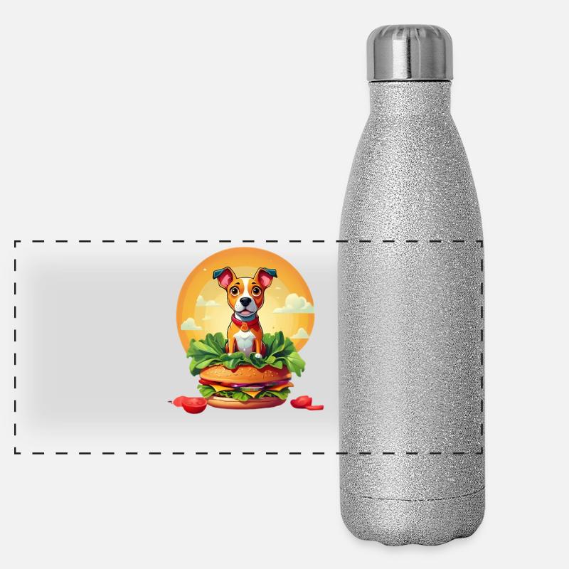Burger Dog dans le Cercle du Soleil Gourde isotherme panoramique pailletée 500 ml
