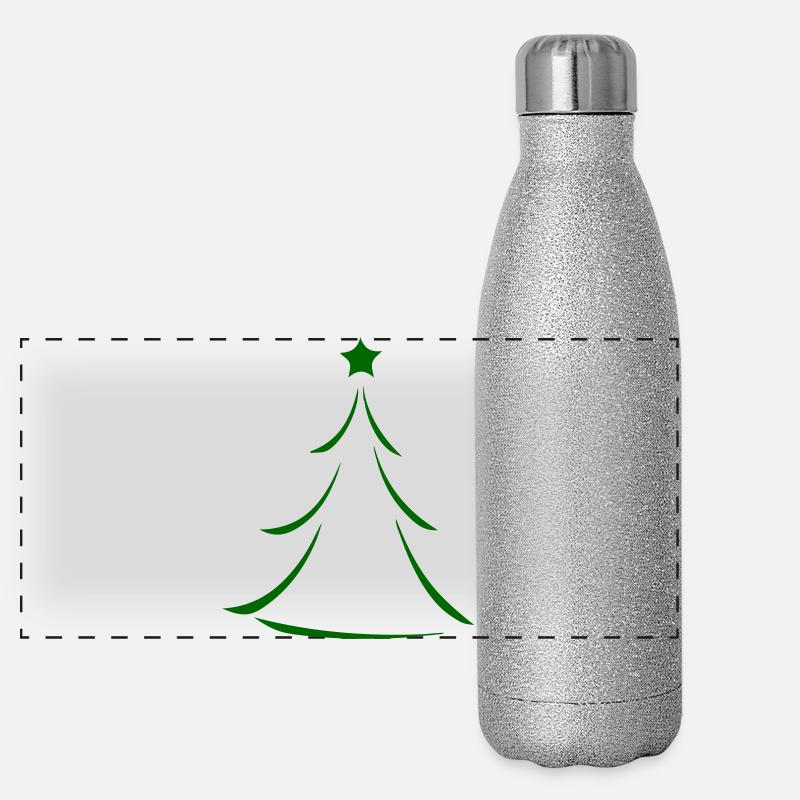 Silhouette minimale de sapin de Noël vert Gourde isotherme panoramique pailletée 500 ml