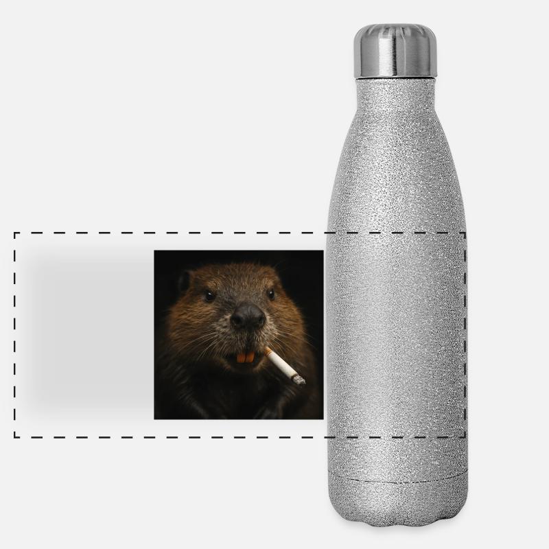 Smoking Beaver Panorama Glitzer Isolierflasche 500 ml