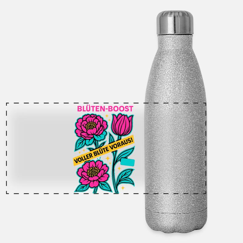 Blüten Boost, Frühlingspower, Blüte voraus Panorama Glitzer Isolierflasche 500 ml