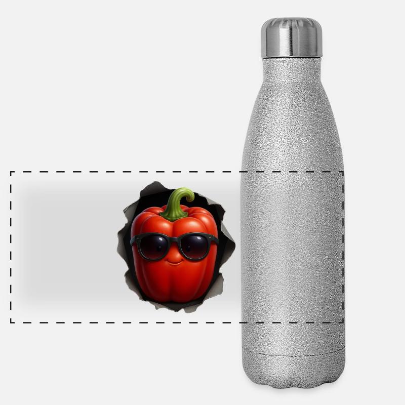 Poivrons rouges Gourde isotherme panoramique pailletée 500 ml