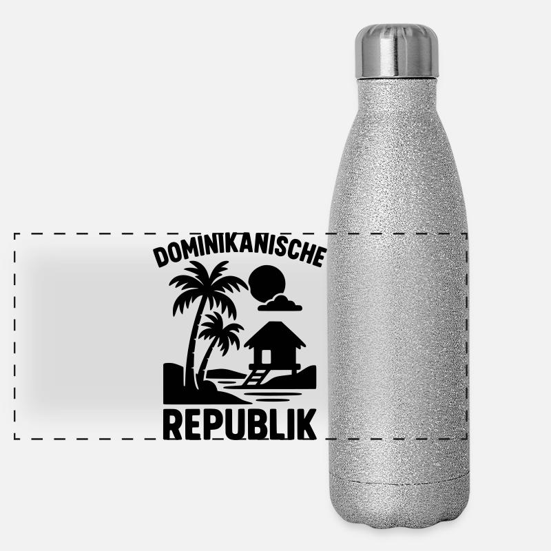 Silhouette de la République dominicaine Gourde isotherme panoramique pailletée 500 ml