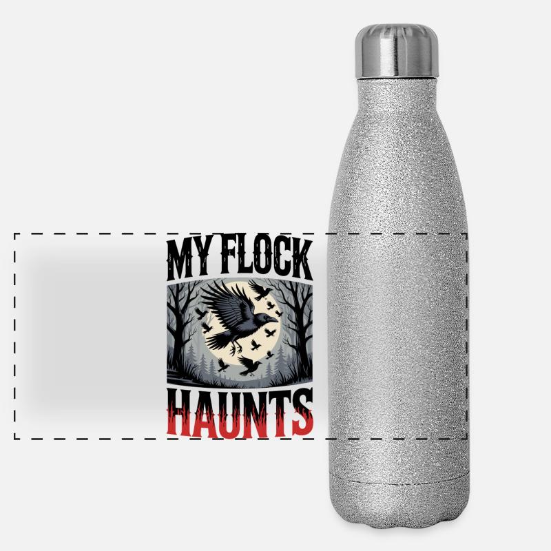 Vol du Corbeau de la Forêt Lunaire Gourde isotherme panoramique pailletée 500 ml