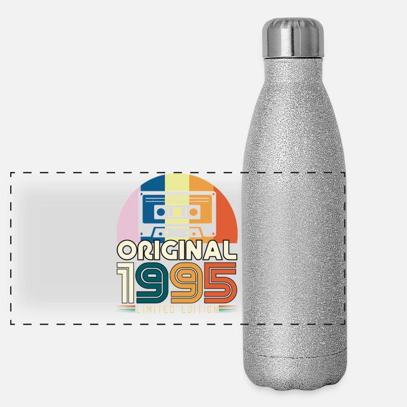 30 Years Anniversary 1995 Vintage Original Gift - Panoramic Glitter Thermal Bottle 500 ml - silver glitter