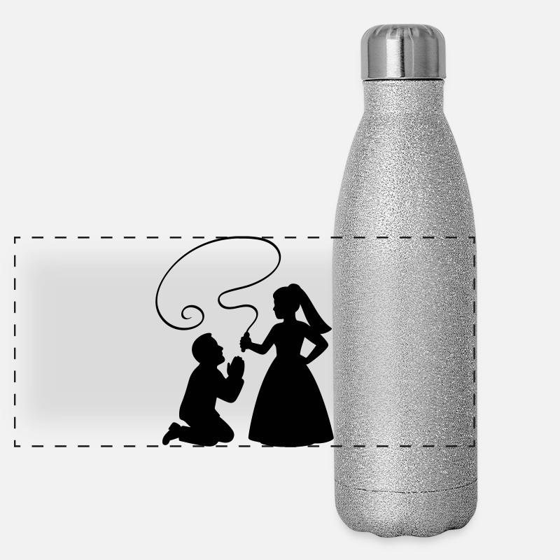 Brautpaar Ehepaar Peitsche Panorama Glitzer Isolierflasche 500 ml