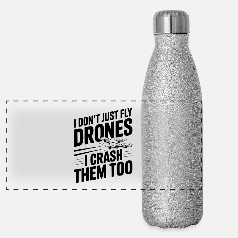 Je ne fais pas que piloter des drones, je les écrase aussi Gourde isotherme panoramique pailletée 500 ml