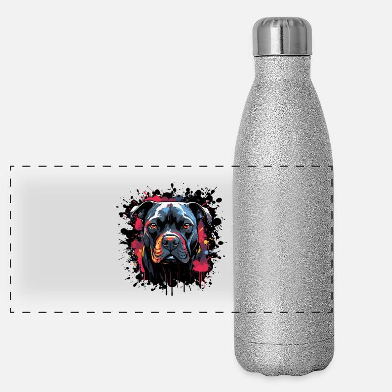 Color explosion Pitbull portrait Panoramic Glitter Thermal Bottle 500 ml