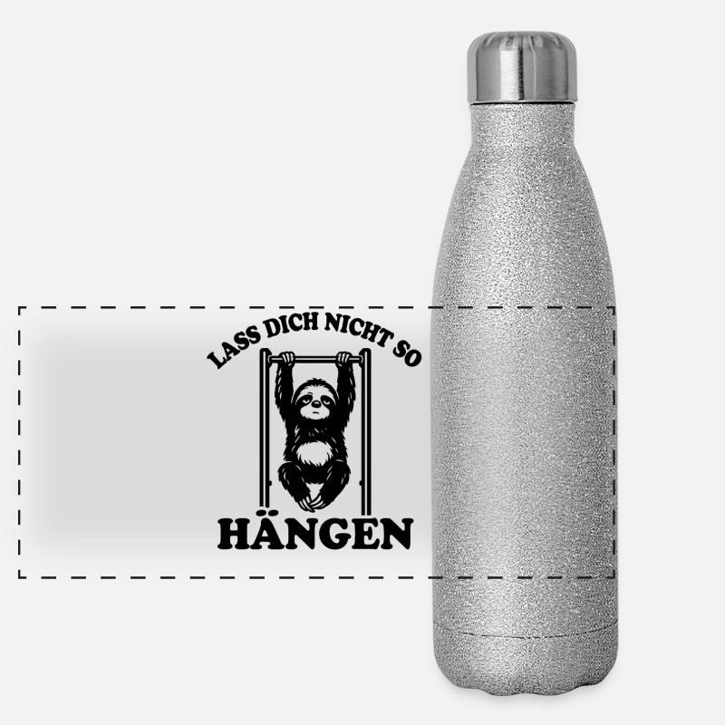 Faultier | Klimmzug, lass dich nicht so hängen Panorama Glitzer Isolierflasche 500 ml