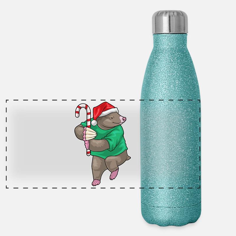 Mole Christmas candy cane Panoramic Glitter Thermal Bottle 500 ml
