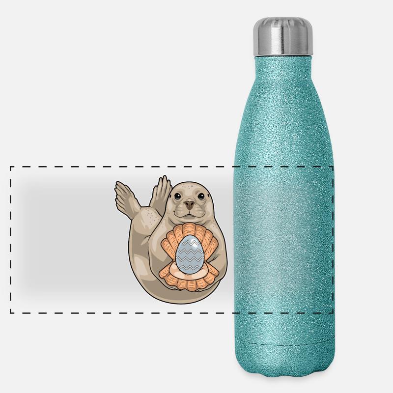 Seehund Ostern Perle Panorama Glitzer Isolierflasche 500 ml