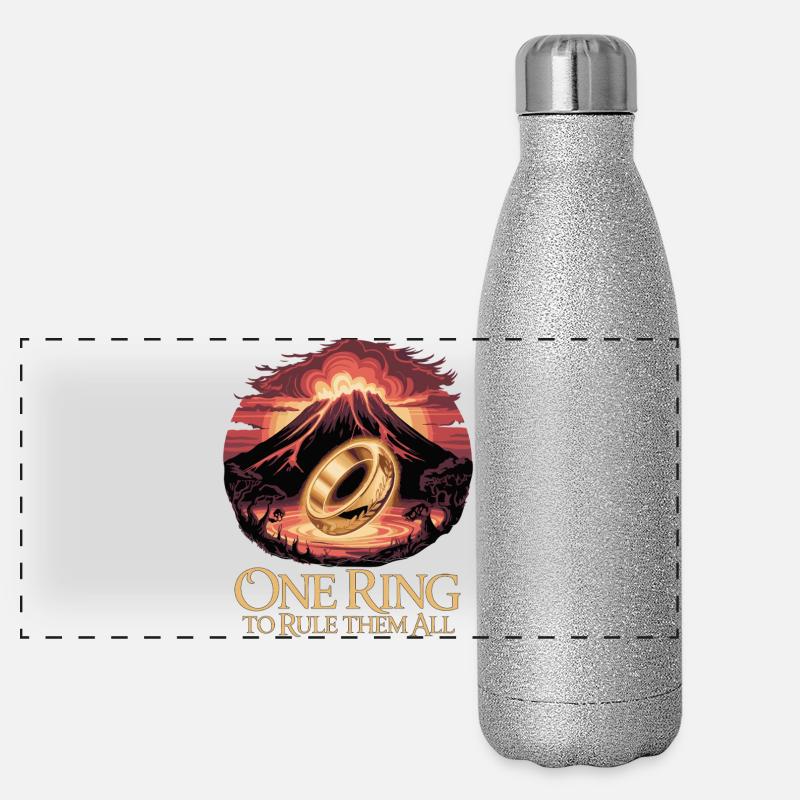 Vulkanischer Ringwappen Panorama Glitzer Isolierflasche 500 ml
