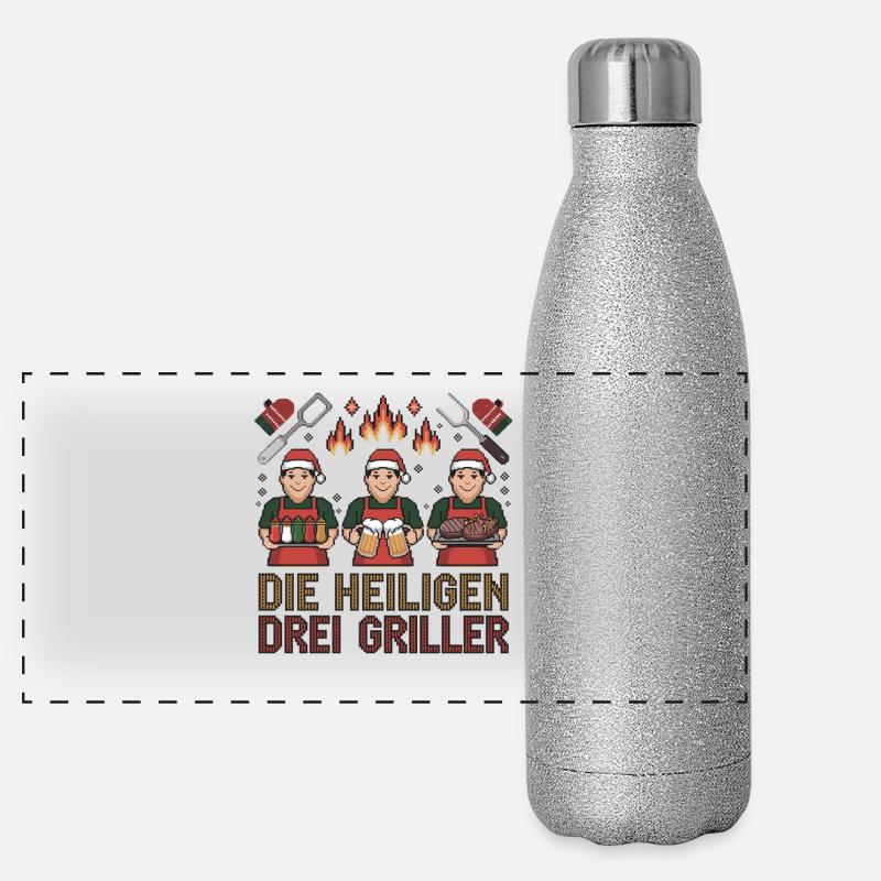  Die Heiligen Drei Griller Lustiges Panorama Glitzer Isolierflasche 500 ml