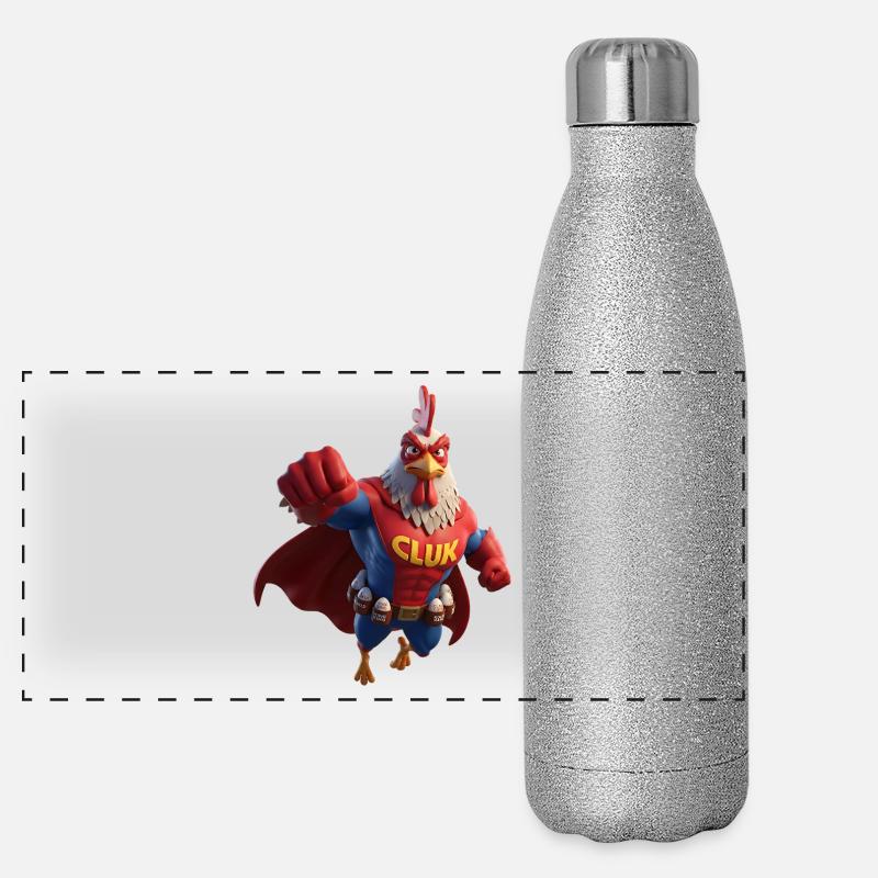 Cluk, der Hahn-Held Panorama Glitzer Isolierflasche 500 ml