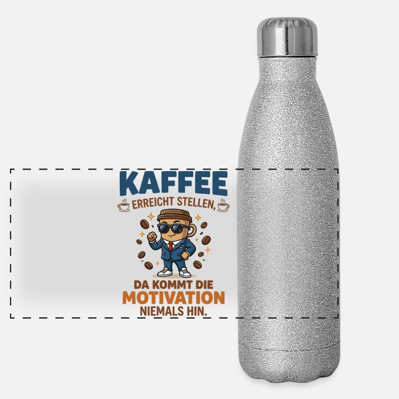 Café vs. Motivation – Design d’entreprise amusant Gourde isotherme panoramique pailletée 500 ml