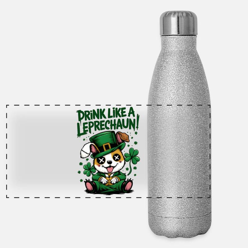 Diction de la Saint-Patrick du lutin chien Gourde isotherme panoramique pailletée 500 ml