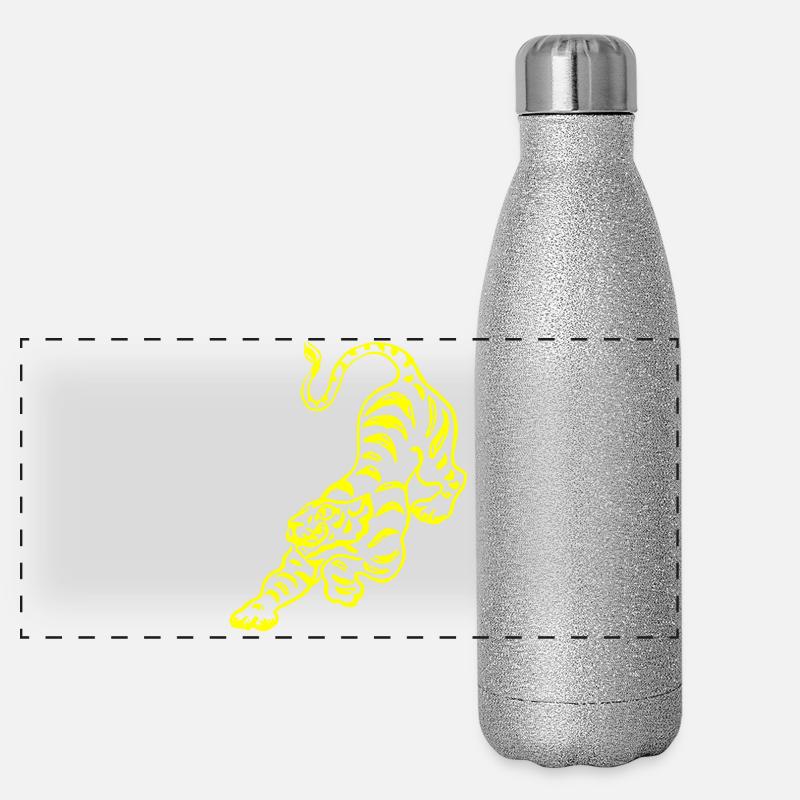 Motif tigre chinois Gourde isotherme panoramique pailletée 500 ml