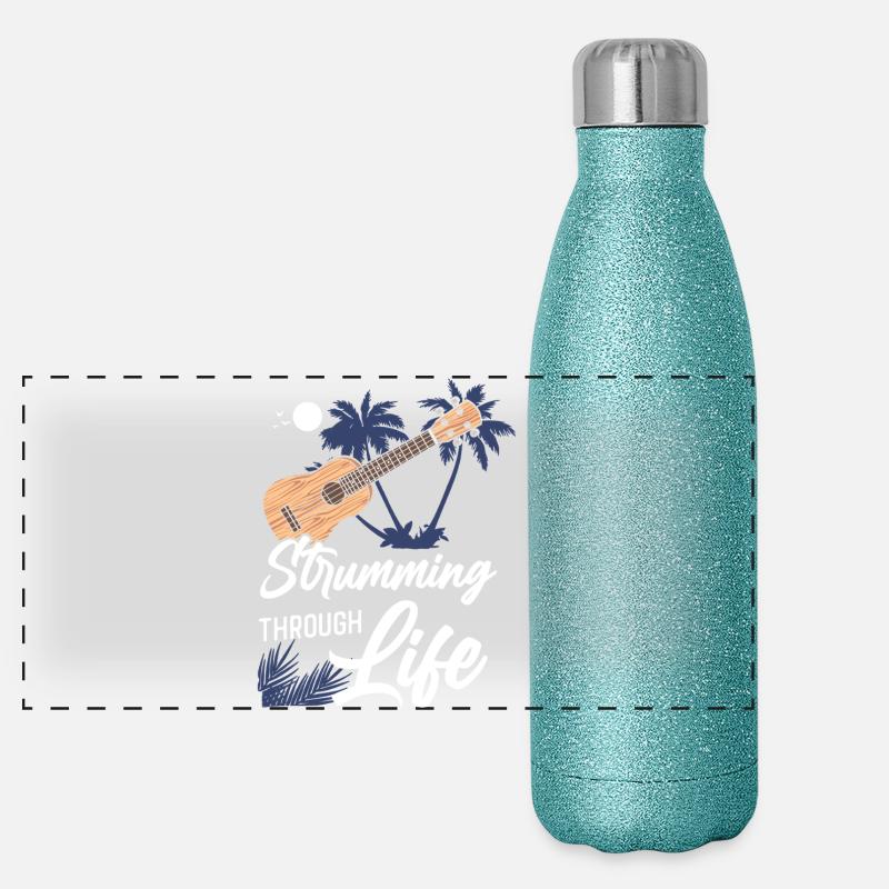 Grattement du ukulélé hawaïen Gourde isotherme panoramique pailletée 500 ml