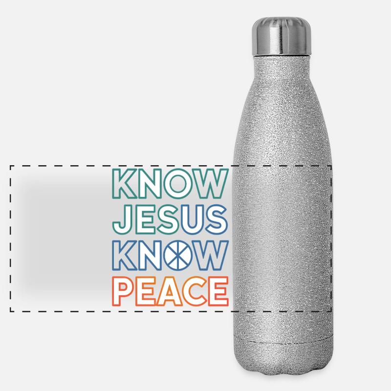 Know Jesus Know Peace Typography Panorama Glitzer Isolierflasche 500 ml