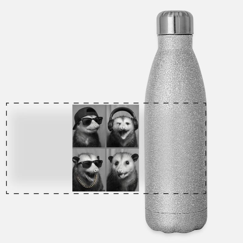 Opossum Panorama Glitzer Isolierflasche 500 ml