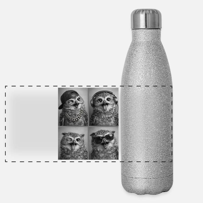 Eule Panorama Glitzer Isolierflasche 500 ml