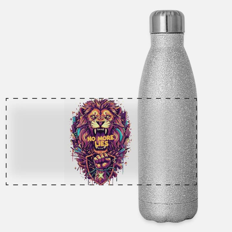 Graffiti de lion avec No More Lies Gourde isotherme panoramique pailletée 500 ml