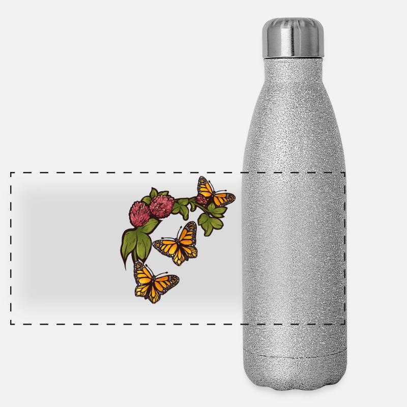 Monarch Bloom Garden Panoramic Glitter Thermal Bottle 500 ml