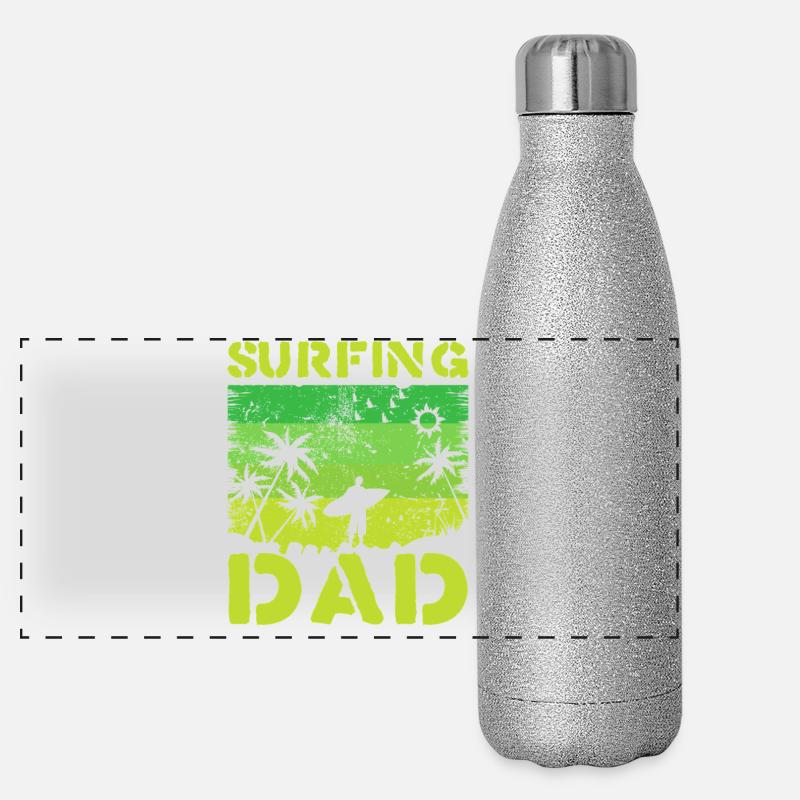 Surfing Dad Rétro Green Gourde isotherme panoramique pailletée 500 ml