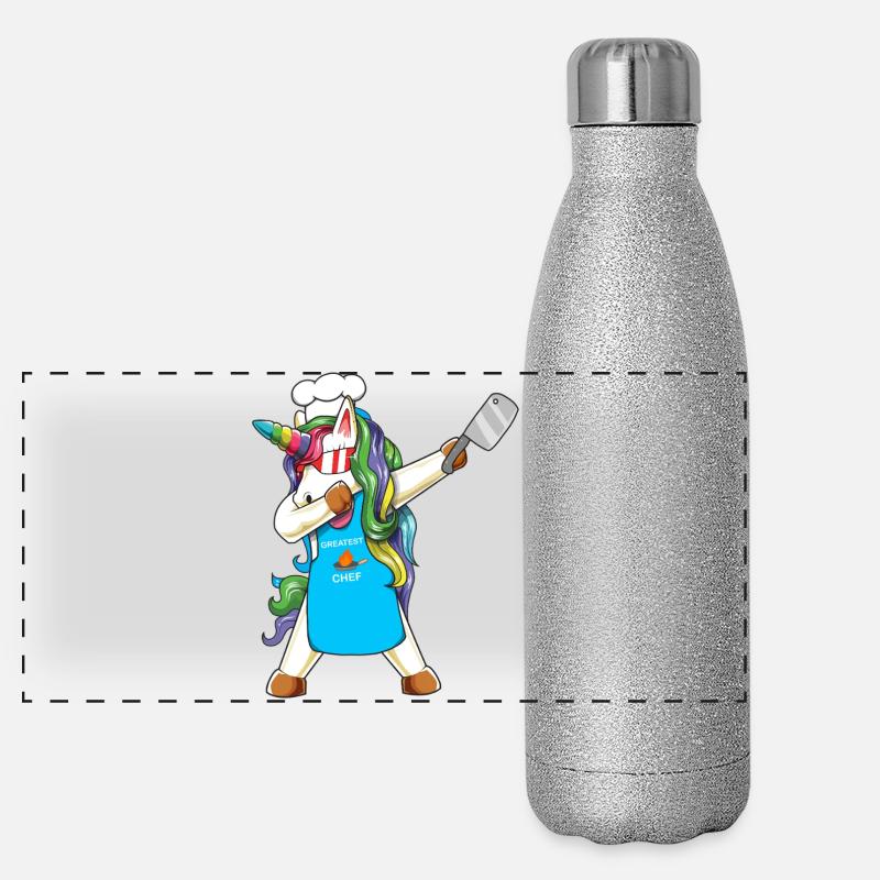Dabbing Unicorn Greatest Chef Culinary Master Cook Panoramic Glitter Thermal Bottle 500 ml