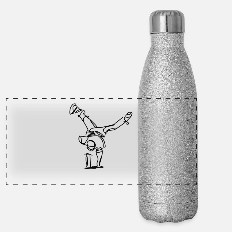 Breakdancer Skizze Panorama Glitzer Isolierflasche 500 ml