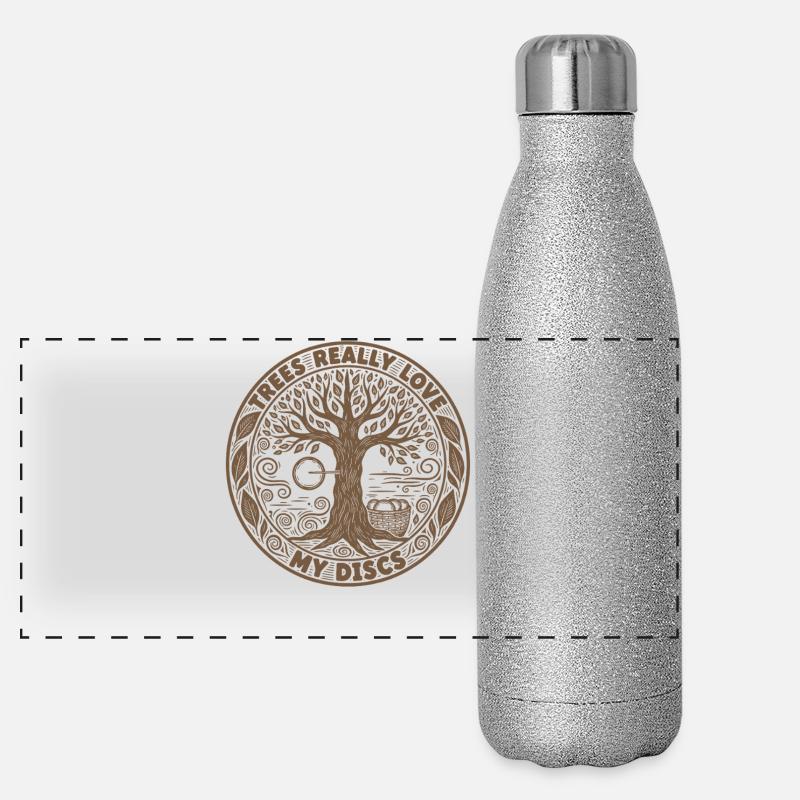 Bäume lieben wirklich meine Discs, Disc Golf Spaß Panorama Glitzer Isolierflasche 500 ml