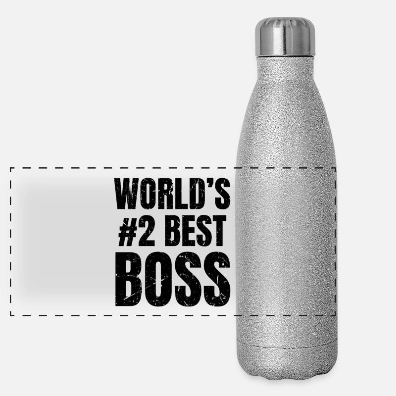 Weltbester Chef Nr. 2 Bürohumor Retro Panorama Glitzer Isolierflasche 500 ml