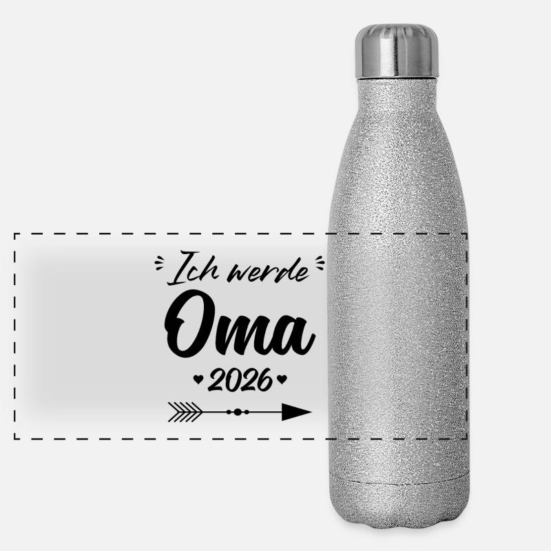 Ich Werde Oma 2026  Panorama Glitzer Isolierflasche 500 ml