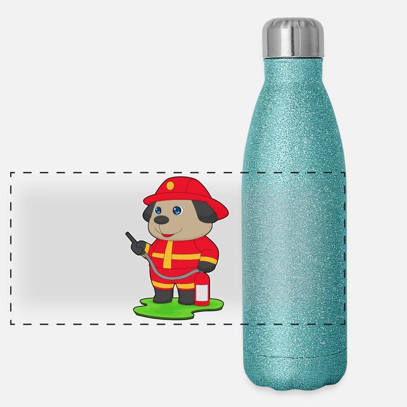 Dog Firefighter Fire Extinguisher Fire Brigade Panoramic Glitter Thermal Bottle 500 ml