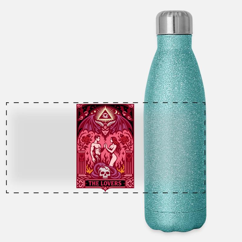 Die Liebenden | Tarot Gothic | Valentins Tag Panorama Glitzer Isolierflasche 500 ml
