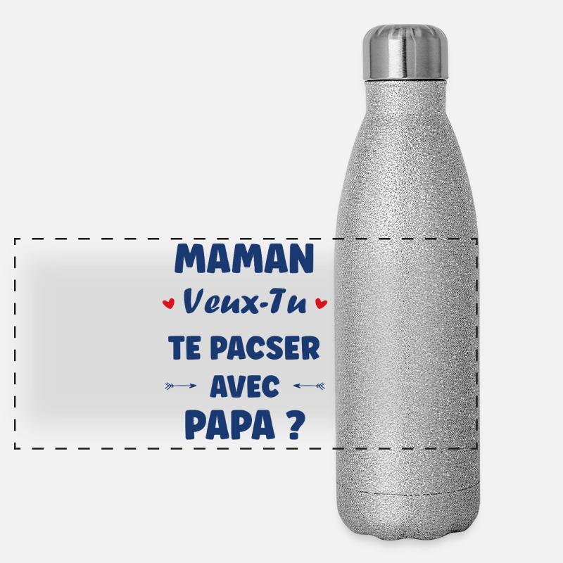 Mama, willst du eine eingetragene Lebenspartnerschaft mit Papa eingehen? Panorama Glitzer Isolierflasche 500 ml